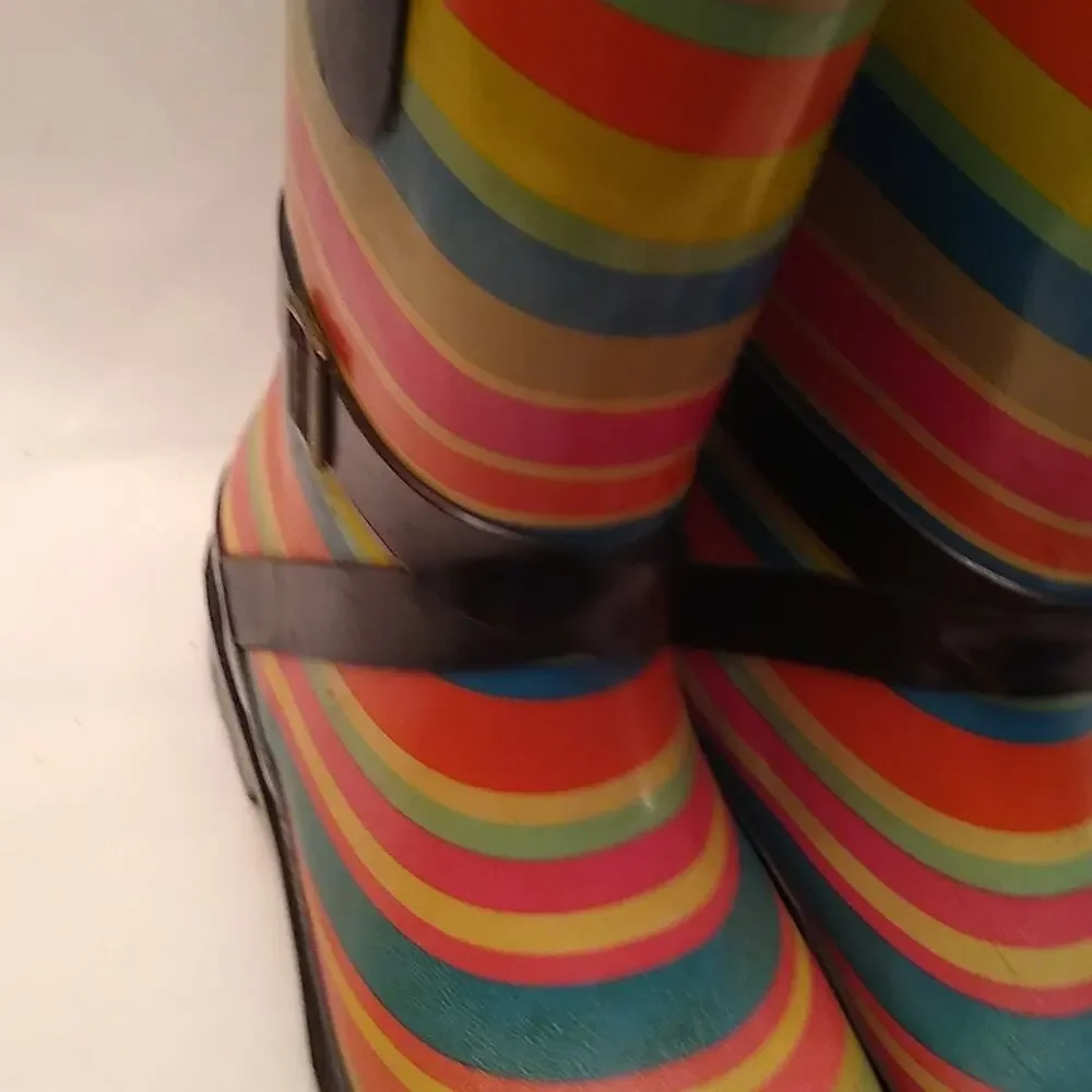 Girl's Striped Rubber Rain Boots Size 13/1 Toddler